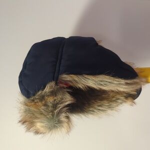 Lands' End Toddler Boys Navy Fur Trapper Winter Hat XS/S